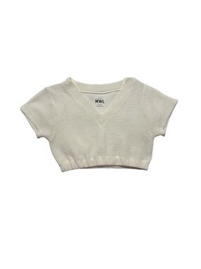 Madewell Ribbed V-Neck Crop Top Off-White Crop Top Size S
